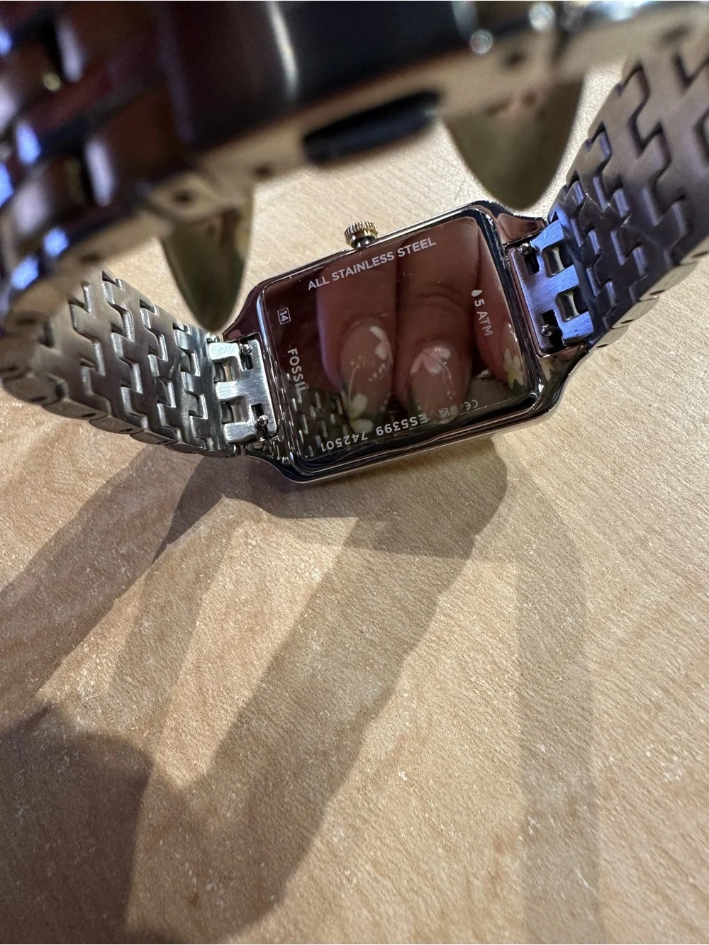 Fossil Two-Tone Gold and Silver Rectangular Moonphase Watch